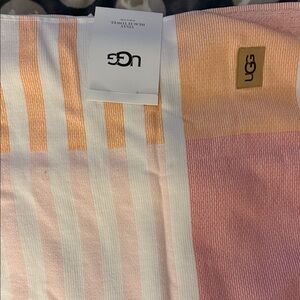 UGG Pink and Orange Striped Scarf
